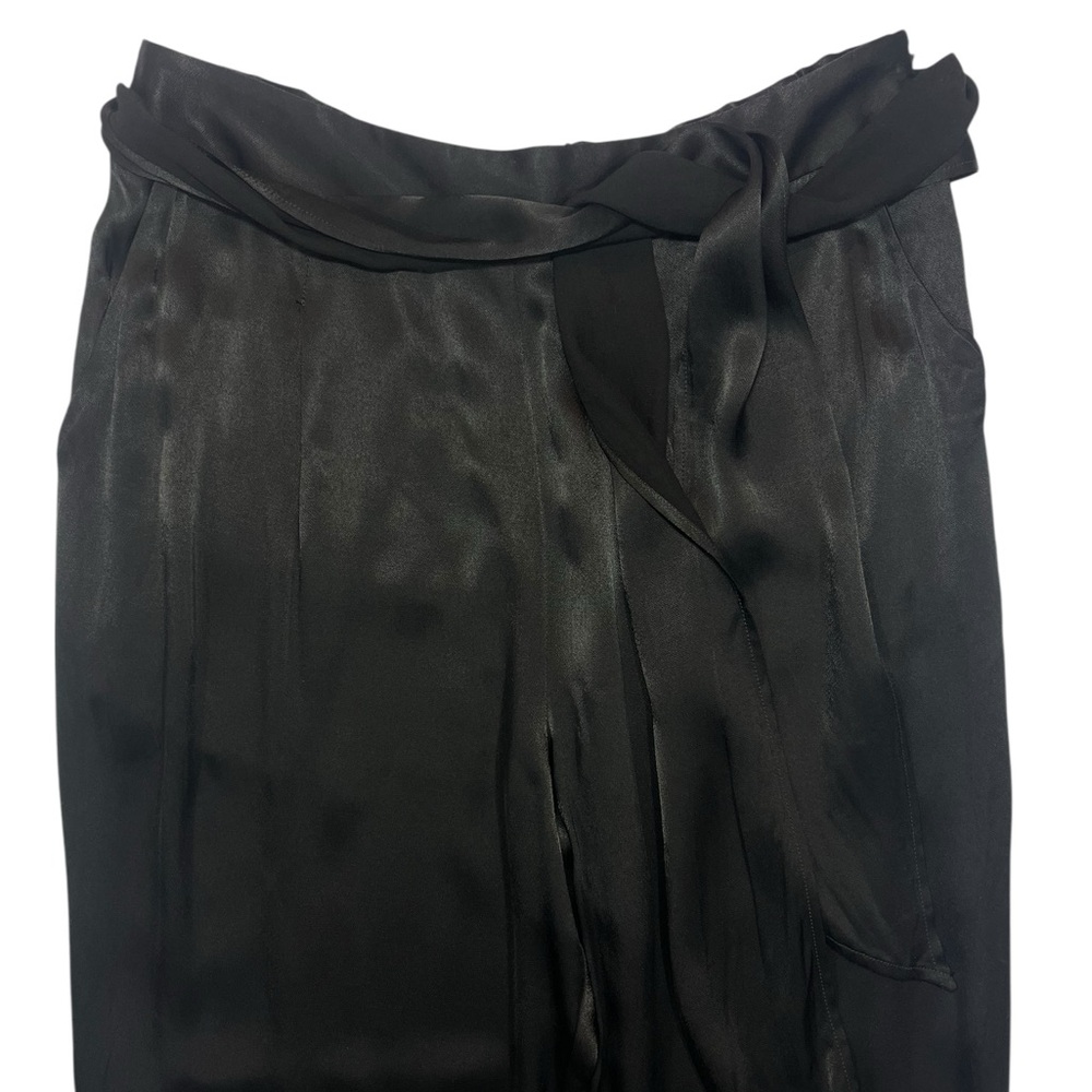 Anthropologie ett:twa Satin Black Tie Waist Wide Leg Trouser Ankle Pants Size 14 - Picture 6 of 16